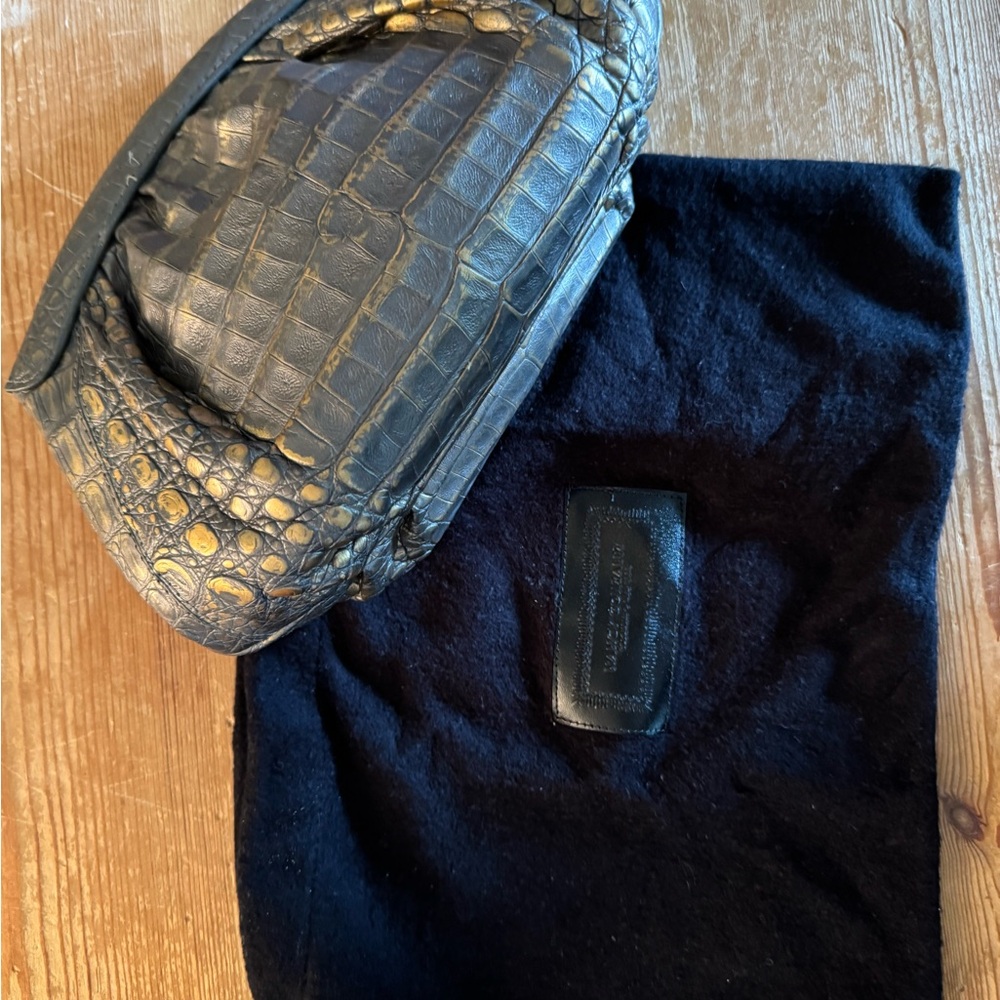Nancy Gonzalez Metallic Crocodile Pattern Bag - Picture 3 of 9